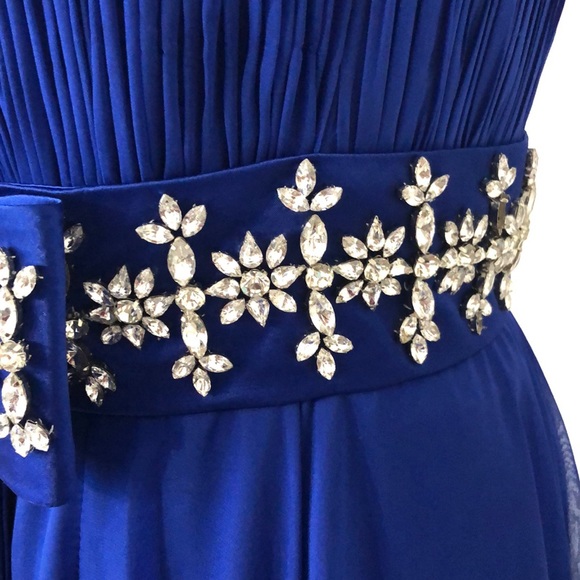 Royal Blue chiffon with train - Picture 7 of 16